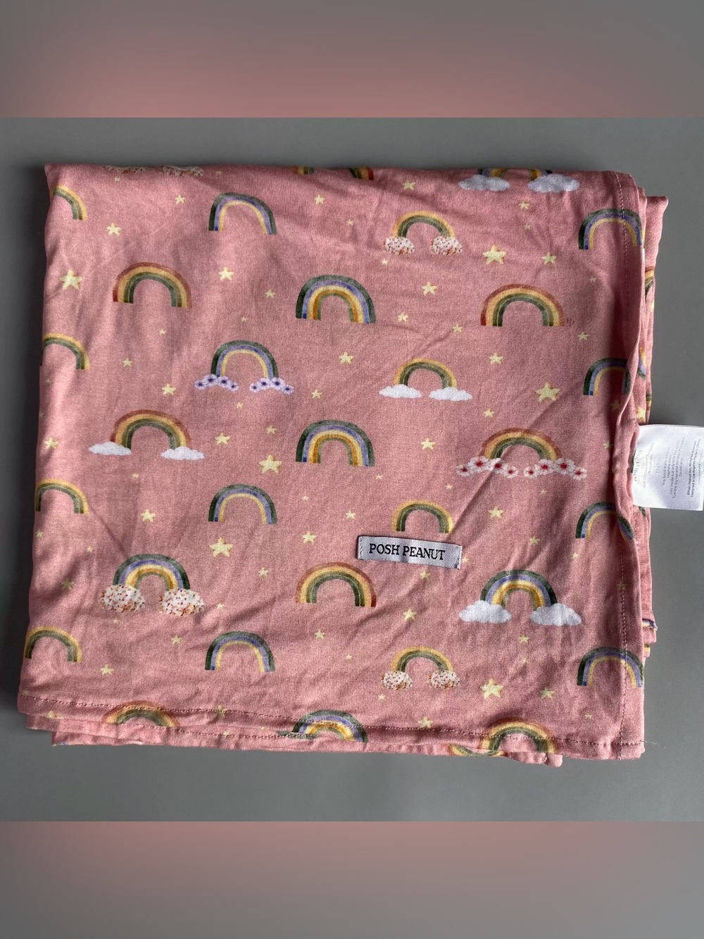 Posh Peanut Pink Rainbow Swaddle Blanket NWOT